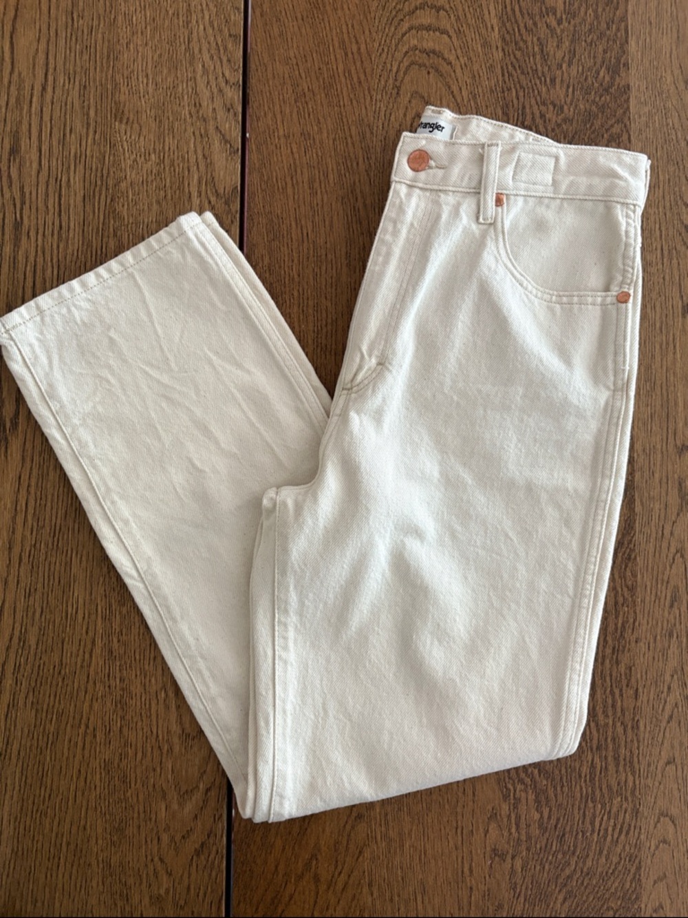 Like-new Wrangler 29 Jeans Wild West 603 High Rise Straight Earthwash in Natural - Picture 7 of 10